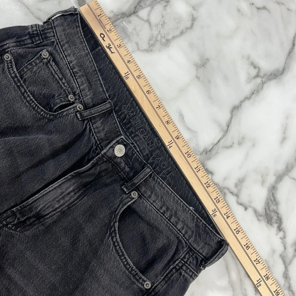 3/$20 American Eagle Jeans Womens 6 Long Skater‎ Gray Ripped Distressed Denim - Picture 8 of 16
